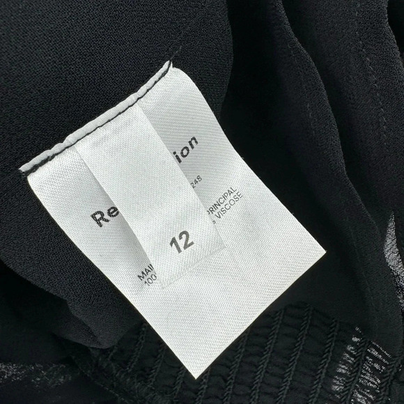 Reformation Liza Black Blouse Top Size 12 B1702 - Picture 7 of 7